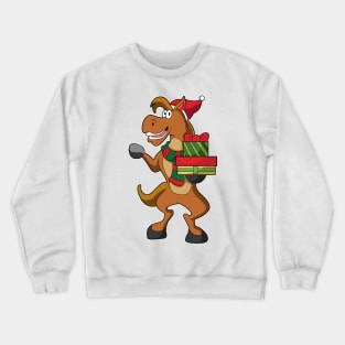 Horse with Scarf Santa hat & Gifts Crewneck Sweatshirt